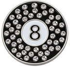 8 Ball Crystal Golf Ball Marker & Hat Clip by ReadyGOLF