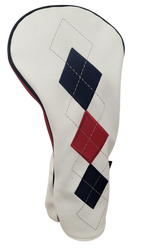 Classic Argyle Red, White & Blue Embroidered Driver Headcover by ReadyGOLF