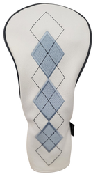 Classic Argyle Sky Blue Embroidered Driver Headcover by ReadyGOLF