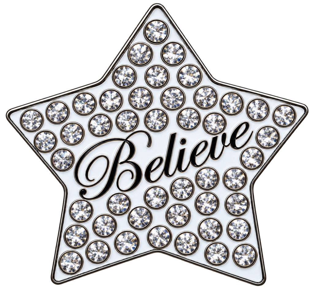 Believe Star with Crystals Ball Marker & Hat Clip by ReadyGOLF