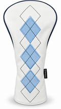 Classic Argyle Sky Blue Embroidered Driver Headcover by ReadyGOLF