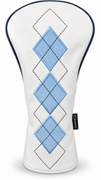 Classic Argyle Sky Blue Embroidered Driver Headcover by ReadyGOLF