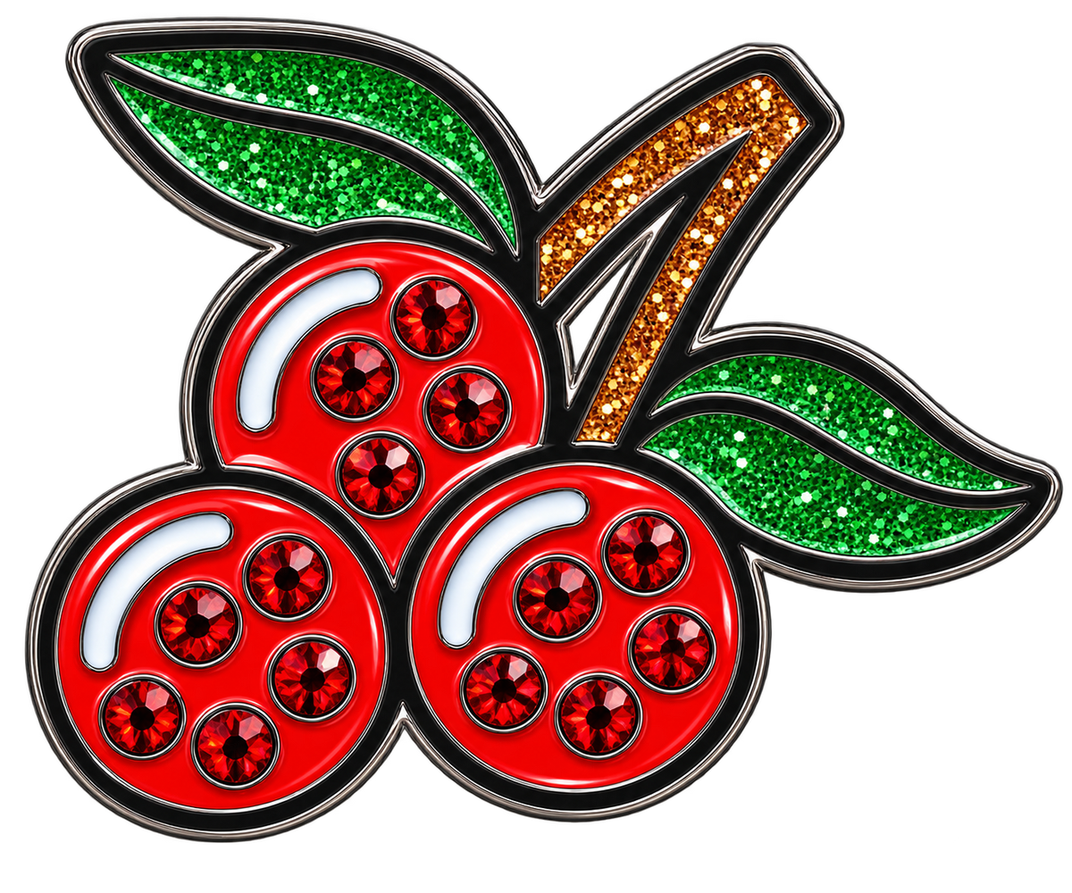 Slot Machine Cherries Ball Marker & Hat Clip with Crystals by ReadyGOLF