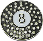 8 Ball Crystal Golf Ball Marker & Hat Clip by ReadyGOLF