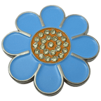 Hippie Flower Blue & Orange Crystal Ball Marker & Hat Clip by ReadyGOLF
