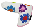 Flower Power Embroidered Blade Putter Cover (White) by ReadyGOLF