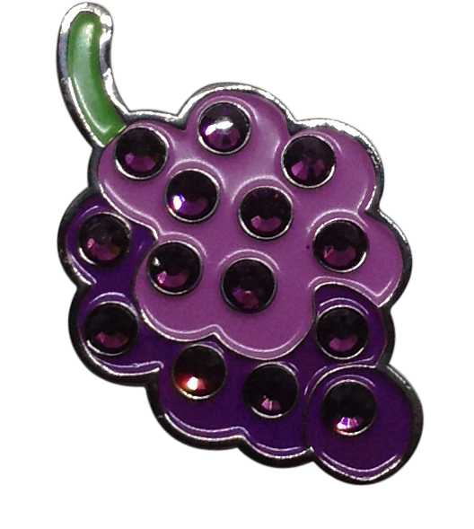 Grapes Ball Marker & Hat Clip with Crystals by ReadyGOLF