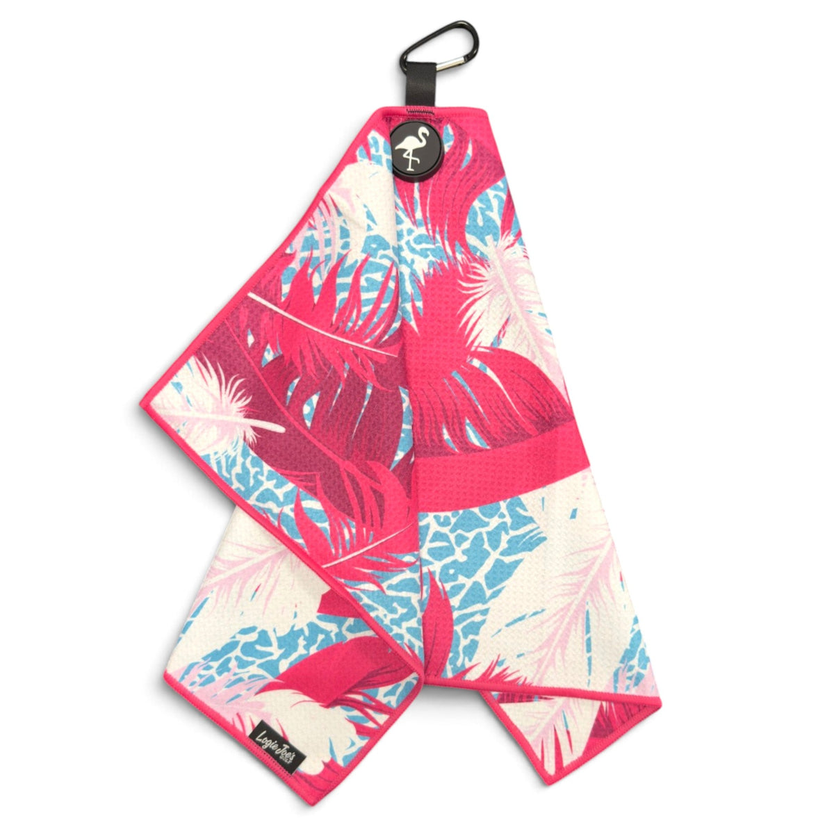 Logie Joe's Golf Elephant Meets Flamingo Magnetic Golf Towel