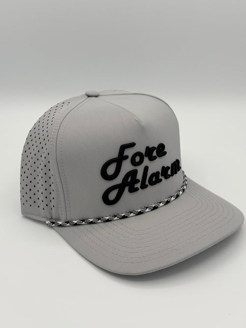 Fore Alarm grey and black performance golf rope hat, alternate product view