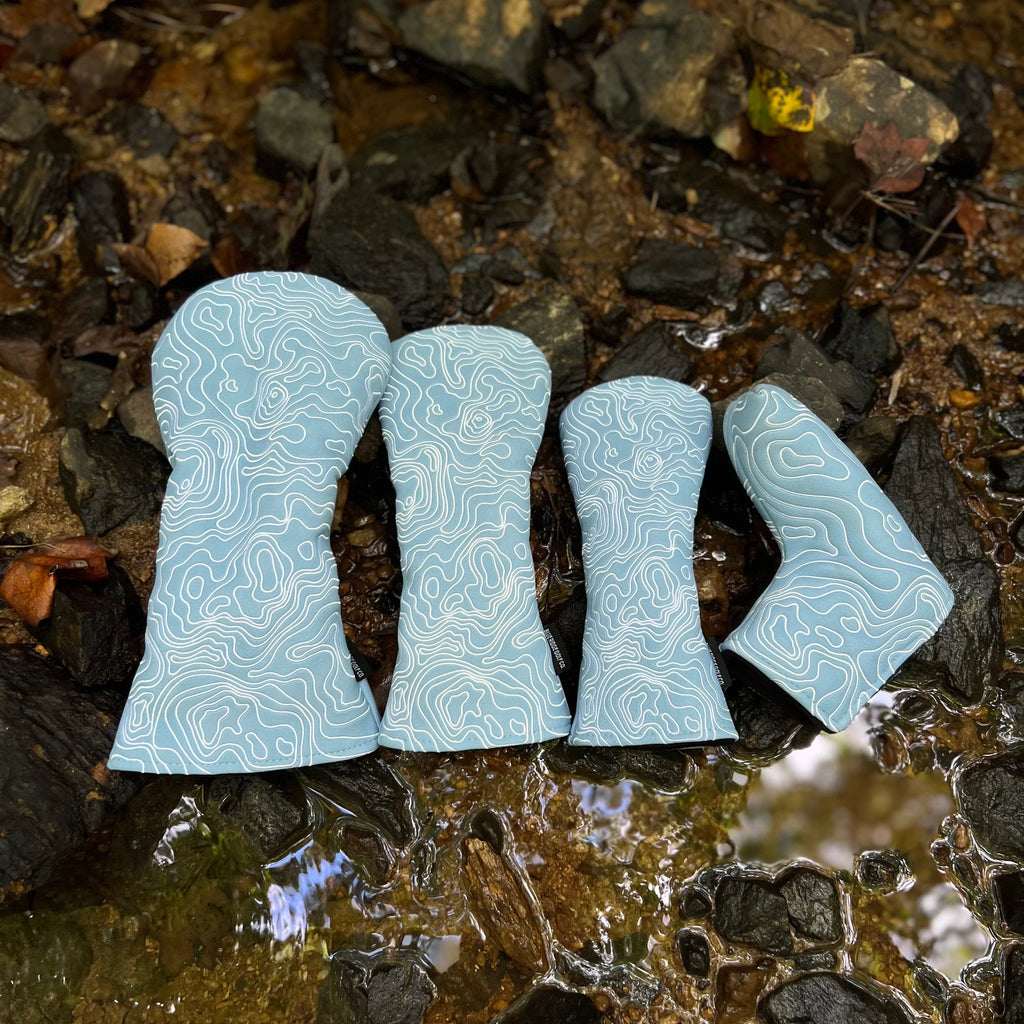 Blue Ridge Golf Co. Topographic Edition – Carolina Blue / Pure White Golf Headcovers
