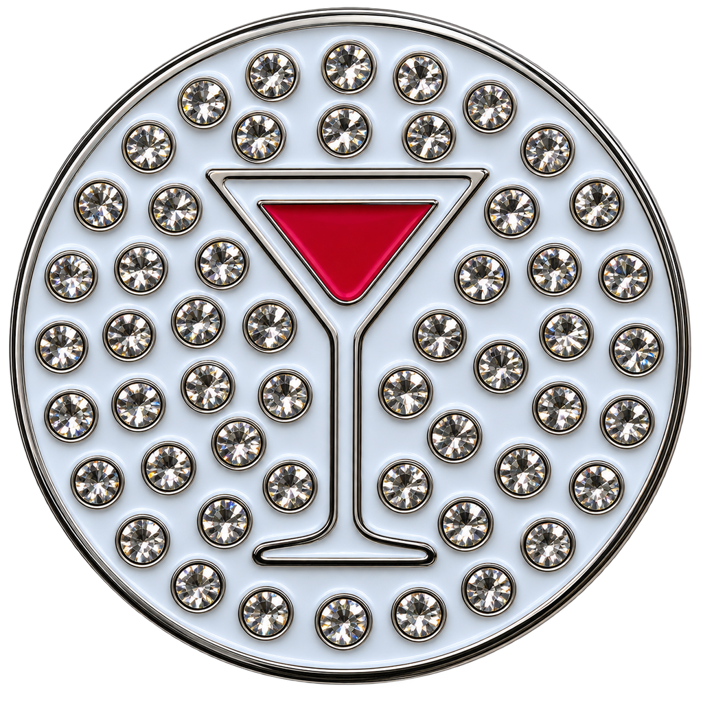Martini (Pink Cosmopolitan) Ball Marker & Hat Clip with Crystals by ReadyGOLF