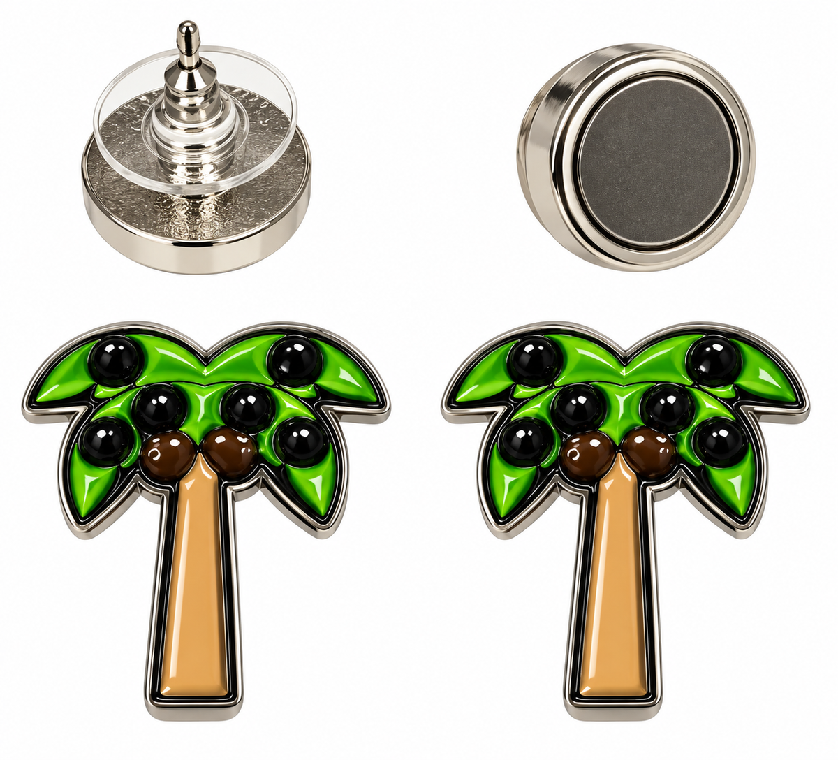 Palm Tree with Crystals Ball Marker Earrings by ReadyGOLF
