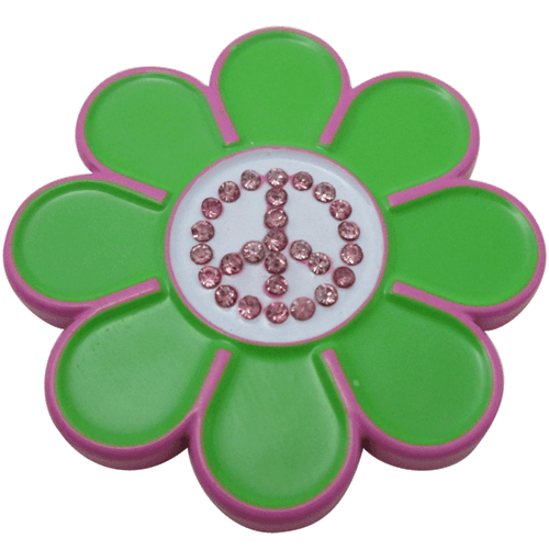 Peace Sign Flower Crystal Ball Marker & Hat Clip by ReadyGOLF