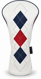Classic Argyle Red, White & Blue Embroidered Driver Headcover by ReadyGOLF