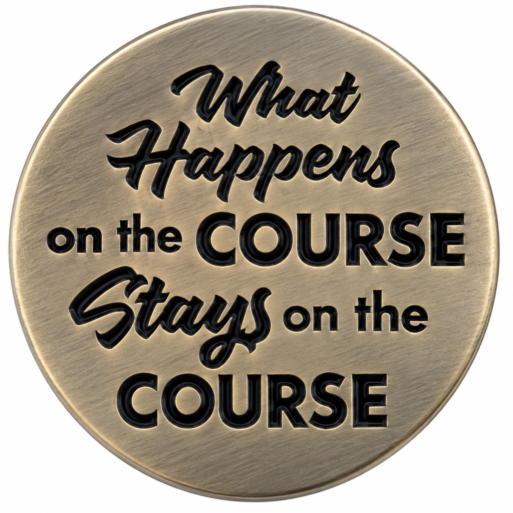 What Happens on the Course, Stays on the Course Ball Marker & Hat Clip