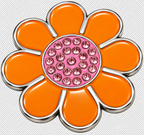 Hippie Flower Orange & Pink Crystal Ball Marker & Hat Clip by ReadyGOLF