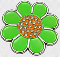 Hippie Flower Green & Orange Crystal Ball Marker & Hat Clip by ReadyGOLF