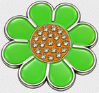Hippie Flower Green & Orange Crystal Ball Marker & Hat Clip by ReadyGOLF
