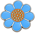 Hippie Flower Blue & Orange Crystal Ball Marker & Hat Clip by ReadyGOLF