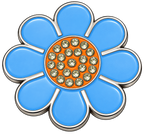 Hippie Flower Blue & Orange Crystal Ball Marker & Hat Clip by ReadyGOLF