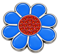 Hippie Flower Blue & Red Crystal Ball Marker & Hat Clip by ReadyGOLF