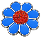 Hippie Flower Blue & Red Crystal Ball Marker & Hat Clip by ReadyGOLF