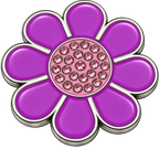 Hippie Flower Purple & Pink Crystal Ball Marker & Hat Clip by ReadyGOLF