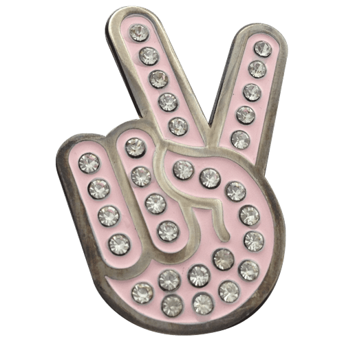 Peace Sign Hand Gesture Crystal Ball Marker & Hat Clip by ReadyGOLF