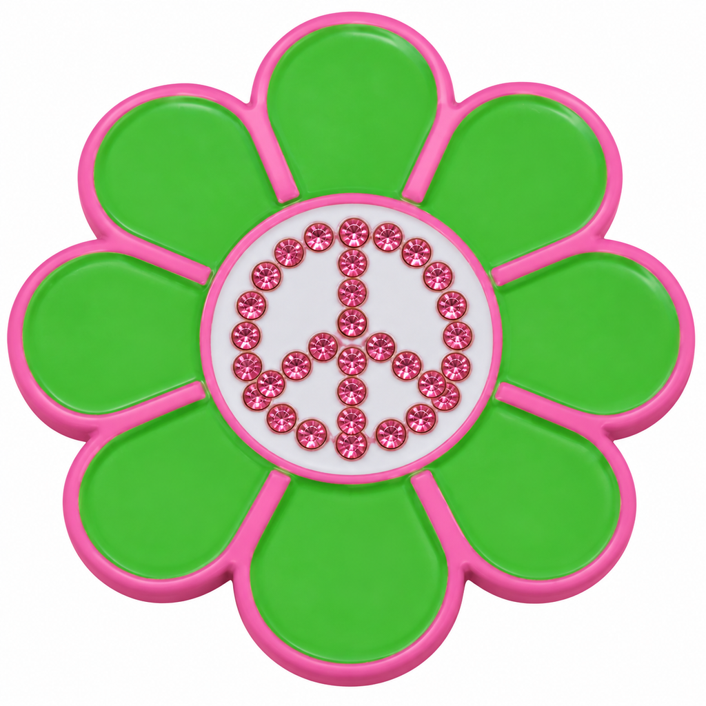 Peace Sign Flower Crystal Ball Marker & Hat Clip by ReadyGOLF