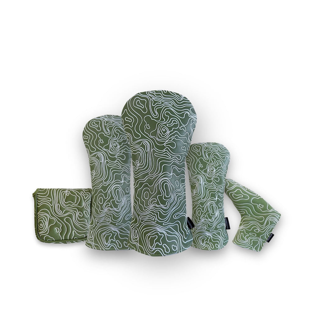 Blue Ridge Golf Co. Topographic Edition – Fairway Green / Pure White Golf Headcovers