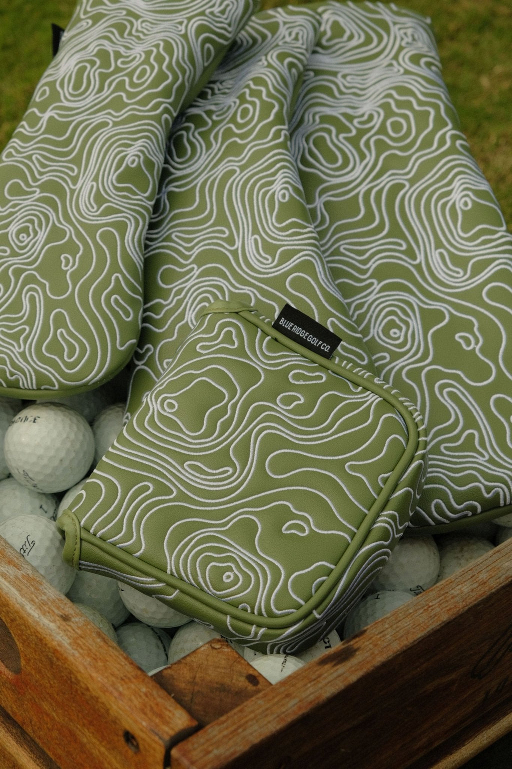 Blue Ridge Golf Co. Topographic Edition – Fairway Green / Pure White Golf Headcovers