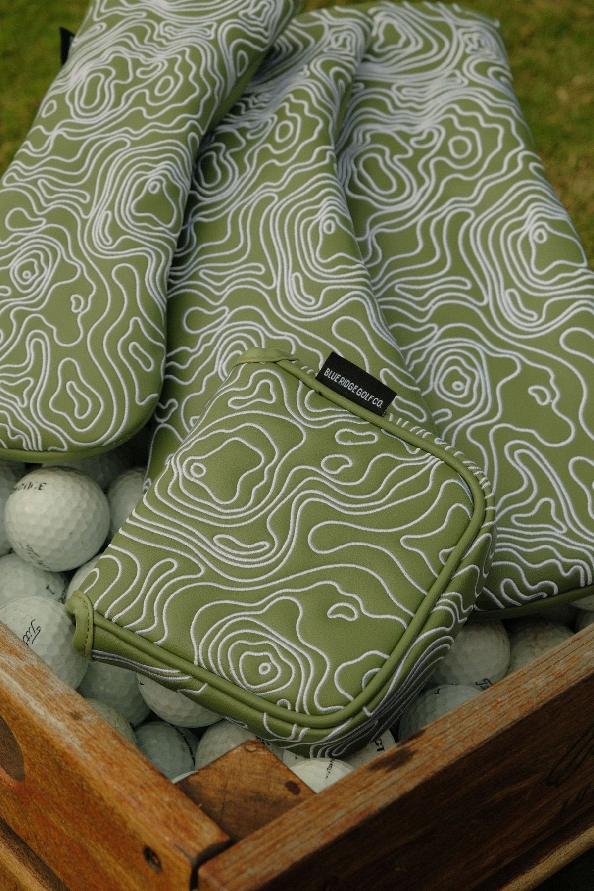 Blue Ridge Golf Co. Topographic Edition – Fairway Green / Pure White Golf Headcovers